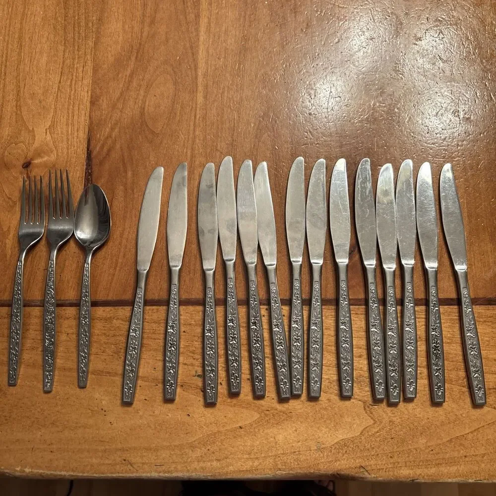 17 Stanley Roberts La Spana Stainless Rogers Spoon Fork Knife Taiwan Lot